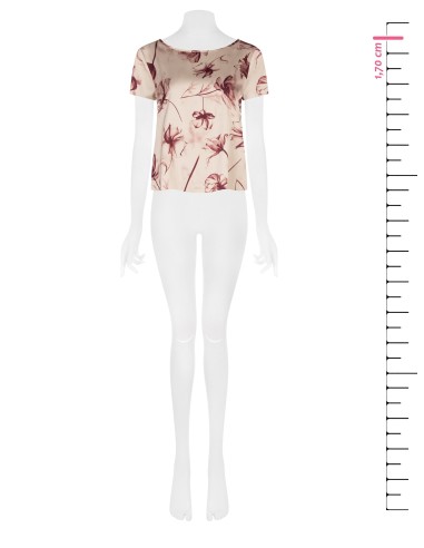 Blusa Ampla e Fluida em Cetim com Flores Grandes Rinascimento