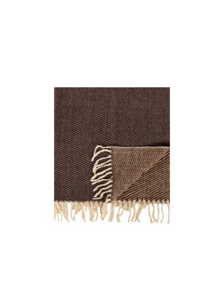 Cachecol efeito Wool-Touch com riscas transversais e franjas Rinascimento