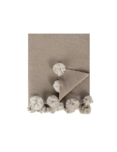 Cachecol em mistura de viscose com canelados diagonais e pompons em pêlo sintético Rinascimento