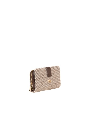 Carteira Travel Bag em tecido quente com riscas diagonais e alça de corrente Rinascimento