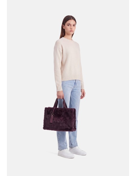 Saco tote grande em tecido teddy Liu Jo