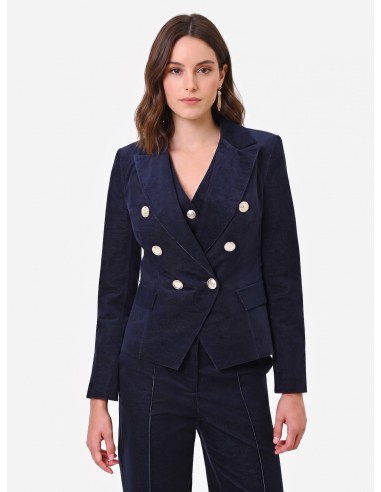 Blazer curto e cintado em veludo Rinascimento