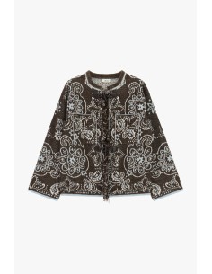 Cardigan jacquard com fecho de abas e bolsos Dixie