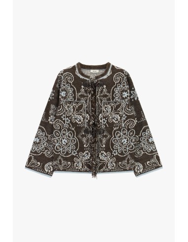 Cardigan jacquard com fecho de abas e bolsos Dixie