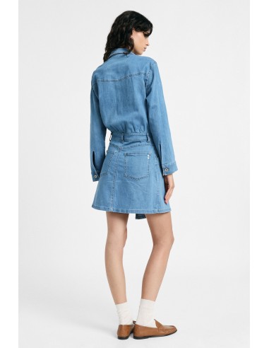 Vestido curto com bolsos frontais e botões Please