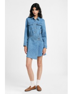 Vestido curto com bolsos frontais e botões Please