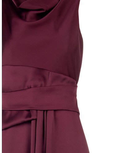 Vestido comprido em cetim com efeito de faixa na cintura e folho comprido à frente Rinascimento