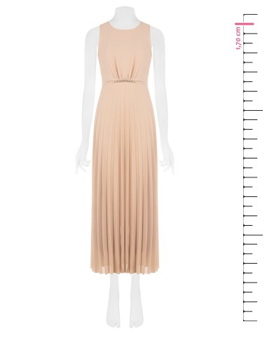 Vestido comprido em georgette plissado com cinto-jóia fino Rinascimento