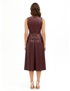 Vestido midi em imitação de pele com acabamento aos quadrados entrançados e cinto a condizer Rinascimento 2