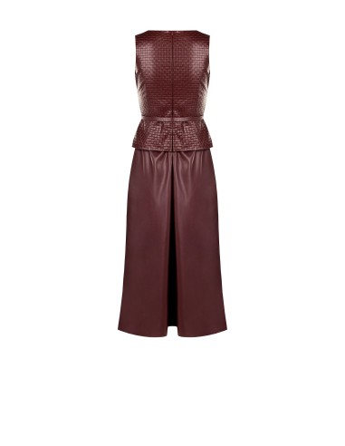 Vestido midi em imitação de pele com padrão entrançado aos quadrados e cinto a condizer Rinascimento