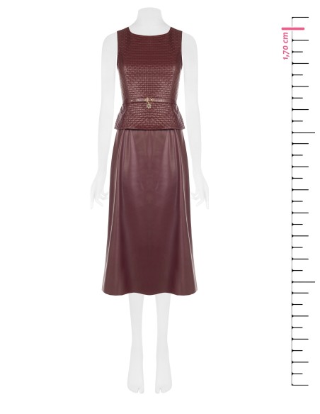 Vestido midi em imitação de pele com padrão entrançado aos quadrados e cinto a condizer Rinascimento