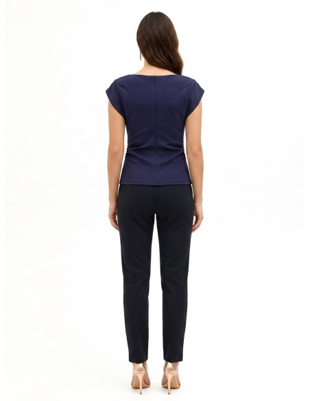 Top cintado em neoprene franzido nas ancas Rinascimento
