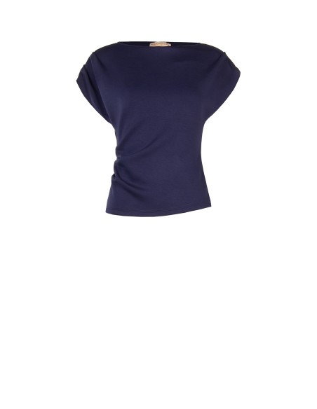 Top cintado em neoprene franzido nas ancas Rinascimento