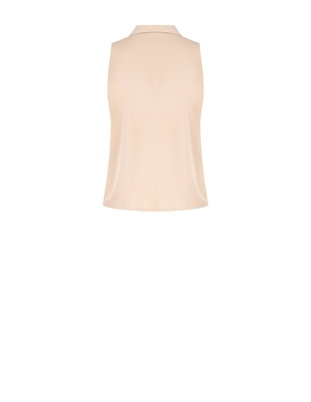 Camisa de corte trapezoidal em georgette com maxi folho e botão joia Rinascimento