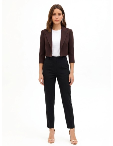 Blazer curto aberto em crepe scuba Rinascimento