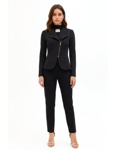 Casaco blazer cintado em crepe scuba com fecho assimétrico Rinascimento
