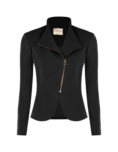Blazer cintado em scuba crepe com fecho de correr assimétrico Rinascimento