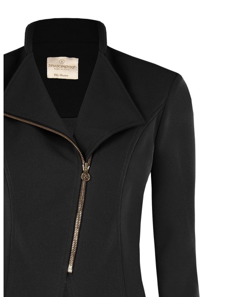 Blazer cintado em crepe scuba com fecho assimétrico Rinascimento