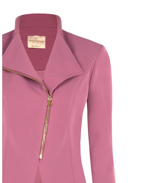 Blazer cintado em crepe scuba com fecho assimétrico Rinascimento