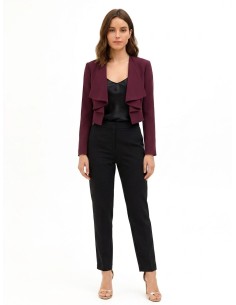 Casaco Spencer cropped em tecido cadi com lapela drapeada Rinascimento