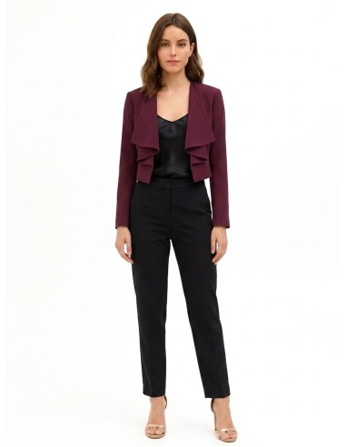 Casaco Spencer cropped em tecido cadi com lapela drapeada Rinascimento