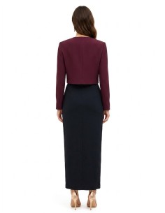 Casaco Spencer cropped em tecido cadi com lapela drapeada Rinascimento 2