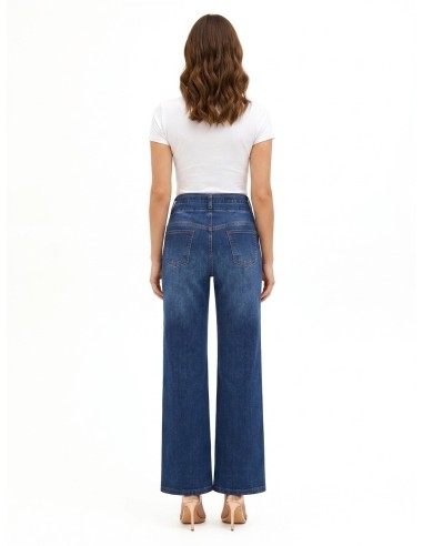 Jeans wide leg elásticos com cinto a condizer Rinascimento