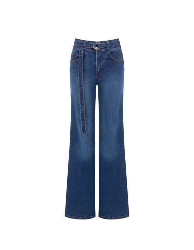 Jeans Wide Leg elásticos com cinto a condizer Rinascimento