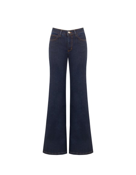 Jeans Wide Leg elásticos Lavagem Zero Rinascimento