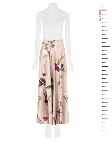 Saia comprida rodada em cetim com flores Rinascimento