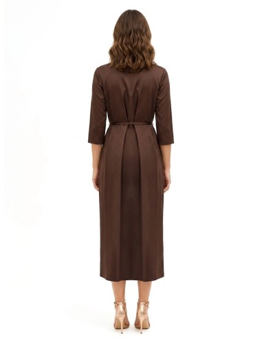 Vestido comprido chemise em mistura de algodão com folhos e cinto comprido e fino a condizer Rinascimento