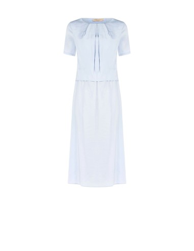 Vestido midi com efeito de duas peças em mistura de viscose ligeiramente amarrotada Rinascimento