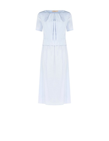 Vestido midi com efeito de duas peças em mistura de viscose ligeiramente amarrotada Rinascimento