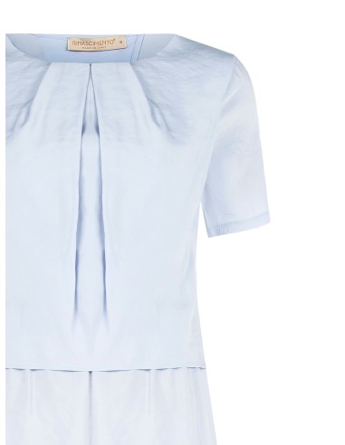 Vestido midi com efeito de duas peças em mistura de viscose ligeiramente amarrotada Rinascimento