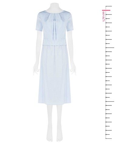 Vestido midi com efeito de duas peças em mistura de viscose ligeiramente amarrotada Rinascimento