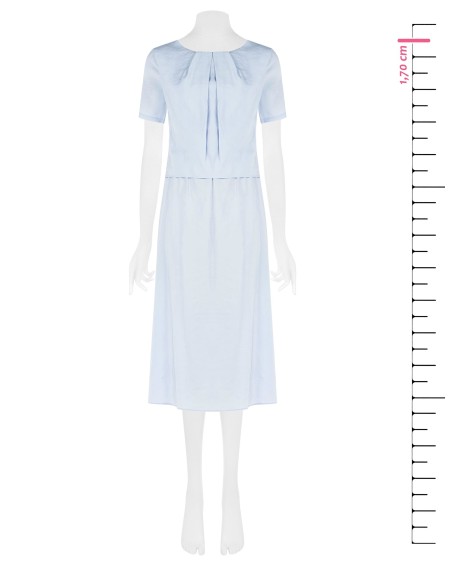 Vestido midi com efeito de duas peças em mistura de viscose ligeiramente amarrotada Rinascimento