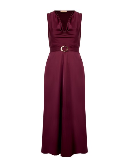 Vestido comprido curvy em cetim com cintura e fivela incorporadas Rinascimento Curvy