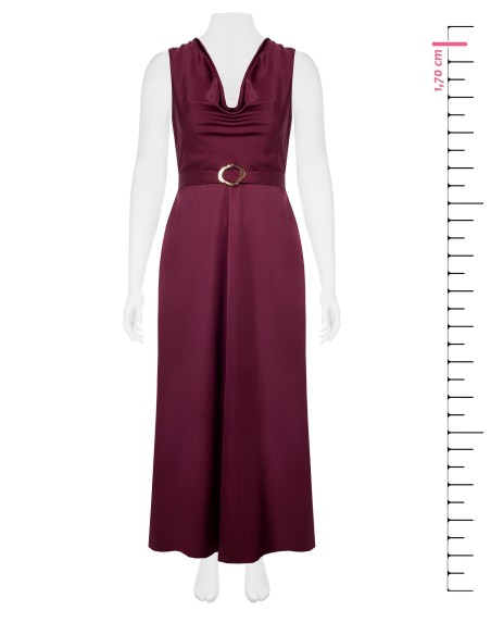 Vestido comprido curvy em cetim com cintura e fivela incorporadas Rinascimento Curvy