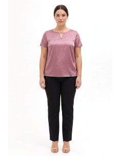 Blusa Fluida Curvy em Cetim com Duplo Recorte em Forma de Gota Rinascimento Curvy