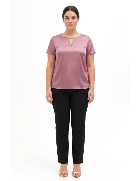 Blusa Fluida Curvy em Cetim com Duplo Recorte em Forma de Gota Rinascimento Curvy