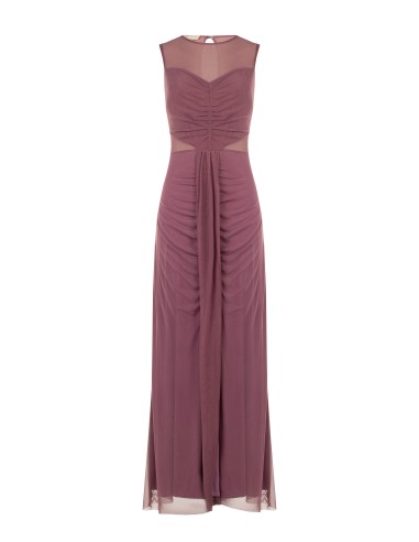 Vestido comprido em rede elástica com detalhes semitransparentes Rinascimento