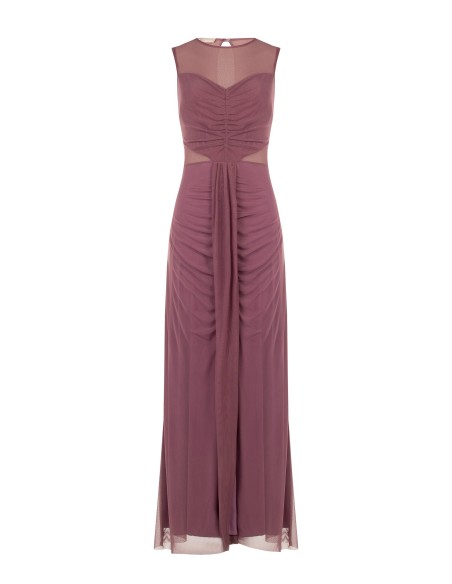 Vestido comprido em rede elástica com detalhes semitransparentes Rinascimento