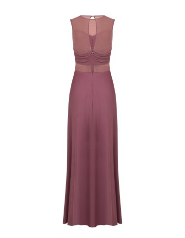 Vestido comprido em malha elástica com detalhes semitransparentes Rinascimento