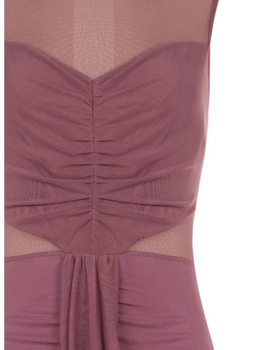 Vestido comprido em malha elástica com detalhes semitransparentes Rinascimento