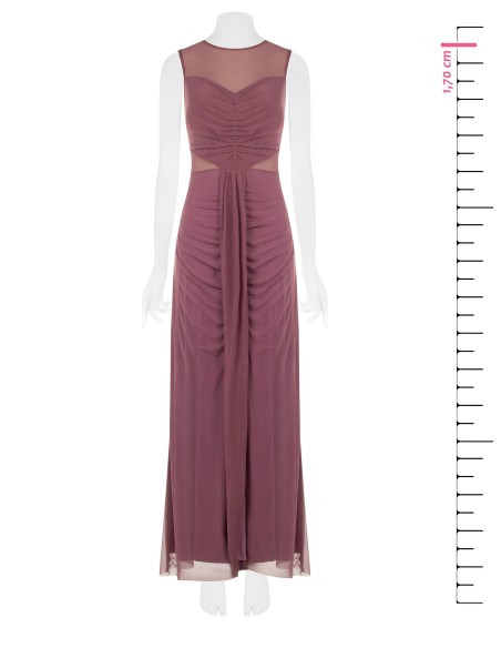 Vestido comprido em rede elástica com detalhes semitransparentes Rinascimento
