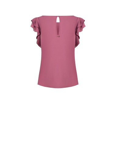 Blusa fluida em cetim mate com mangas com folhos Rinascimento