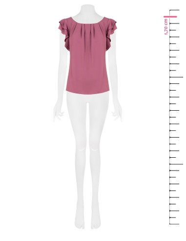 Blusa fluida em cetim mate com mangas com folhos Rinascimento