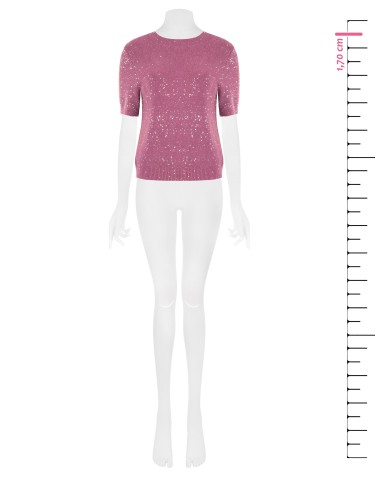 Camisola de manga curta coberta de lantejoulas Rinascimento