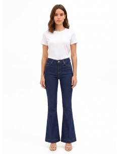 Jeans flare com costuras contrastantes Rinascimento