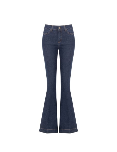 Jeans Flare com Costuras em Contraste Rinascimento